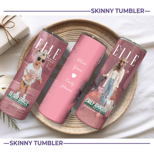 Custom Fashion Magazine Style Tumbler – Personalized Mom & Baby Photo with Name & Quotes